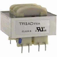 Triad Magnetics Transformer, Power, Bobbin, 1, Freq 50/60Hz, Pri 115/230VAC, Sec 8/16VAC, PCB