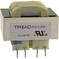 Triad Magnetics Transformer, Power, Bobbin, 1, Freq 50/60Hz, Pri 115/230VAC, Sec 6.3/12.6VAC