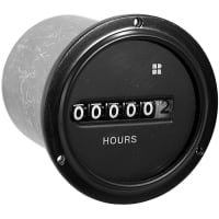 Trumeter Electromechanical Hour Meter, 10-28VDC, Flush/Round, Non-reset, QC, 731 Series