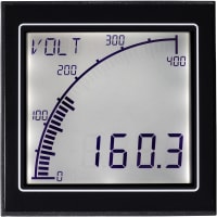 Trumeter LCD Volt Meter, Digit/Graph, Green Background, 0-600V In, w/Outputs, APM Series