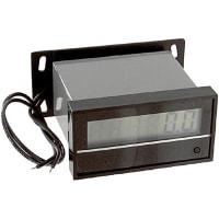 Trumeter Panel Meter, Hour, Elec, LCD, 6 Dig, 0.5" DigH, Wire Leads, Dim 3.81"Lx2.97"Wx1.75"H