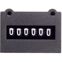 Trumeter Counter, 6 dig wht on blk, non reset, f/b mt, 120VAC, 000000, 16" Lead Wires