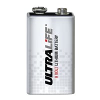 Ultralife Battery, Non-Rechargeable, 9V, Lithium Manganese Dioxide, 9VDC, 1.2Ah