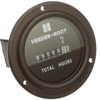 Veeder-Root Panel Meter, Hour, Elec, Digital, Range 0-99999.9hrs., Cut-Out 2"Dia., 6 Dig, 1/10 Res