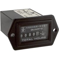 Veeder-Root Panel Meter, Hour, Elec, Digital, Range 0-9999.9hrs., Cut-Out 0.95x1.45", 5 Dig, Spade