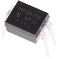 Vishay PCS MOSFET, Power, P-Ch, VDSS -100V, RDS(ON) 1.2 Ohms, ID -0.7A, HD-1, PD 1.3W, VGS +/-20V