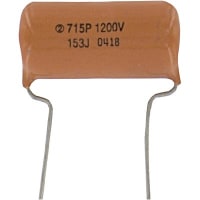 Vishay Specialty Capacitors Capacitor, 0.15 uF, 1200 WVDC, +/- 5%, Hockey Crimped, 0.1, 400000 Megohms