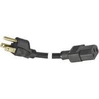 Volex Power Cords Cord, Power, C13, 5-15P Plug, 3 Cond SJT Cbl, 6'7", 14 AWG, Shld, Black PVC Jkt