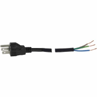 Volex Power Cords Power Cord, 5-15P Plug, Stripped End, 3 Cond SJT Cbl, 6'7", 18 AWG, PVC Jkt