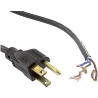 Volex Power Cords Power Cord, 5-15P Plug, Stripped End, 3Cond SVT Cbl, 9'10", 18 AWG, PVC Jkt