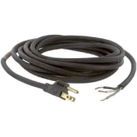 Volex Power Cords Power Cord, 5-15P Plug, Stripped End, 3 Cond SJ Cbl, 15ft., 16 AWG, PVC Jkt