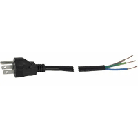 Volex Power Cords Power Cord, 5-15P Plug, Stripped End, 3 Cond SJT Cbl, 20ft., 16 AWG, PVC Jkt