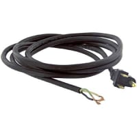 Volex Power Cords Power Cord, 5-15P Plug, Stripped End, 3 Cond SV Cbl, 8ft., 18 AWG, Black PVC Jkt