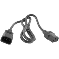 Volex Power Cords Cord, Power, C13, C14, 3 Cond SVT Cbl, 3'3", 18 AWG, Black PVC Jkt, Plastic Ins