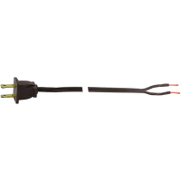 Volex Power Cords Power Cord, 1-15P Plug, Stripped End, 2 Cond SPT-1 Cbl, 9ft., 18 AWG, PVC Jkt