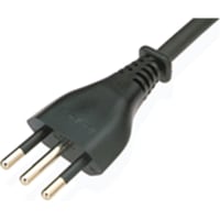 Volex Power Cords Cord, Power, C13, Italy Plug, 3 Cond H05VV-F Cbl, 8.2ft., 1sq.mm, Black PVC Jkt