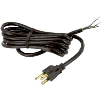 Volex Power Cords Power Cord, 5-15P Plug, Stripped End, 3 Cond SVT Cbl, 6'7", 18 AWG, PVC Jkt