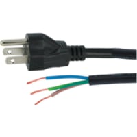 Volex Power Cords Power Cord, 5-15P Plug, Stripped End, 3 Cond SJ Cbl, 9ft., 14 AWG, Rubber Jkt