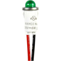 Wamco Inc. Indicator Pnl-Mnt Solid State Green 0.50 In 24V Lens Dome 22AWG Wire Leads