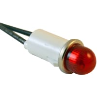 Wamco Inc. Indicator Pnl-Mnt Neon Red 0.500 In 208-250 VAC Lens Dome 22AWG Wire Leads