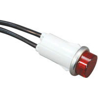 Wamco Inc. Indicator Pnl-Mnt:Incandescent Red 0.50 In 28V Lens High Hat 22AWG Wire Leads