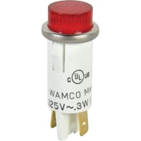 Wamco Inc. Indicator Pnl-Mnt Neon Red 0.500 In. 105-125VAC High Hat 0.187 Terminals