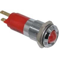 Wamco Inc. Indicator Pnl-Mnt LED Red 14mm 24VDC SunLight Visible Bright Chrome