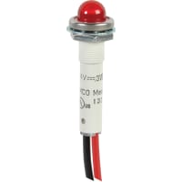 Wamco Inc. Panel Mount Indicator Red LED 0.38" 12 V Dome Wire Leads WL-6091 Series