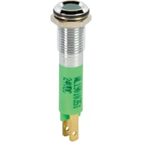 Wamco Inc. Indicator 8mm Green 24V Satin Bezel Flat