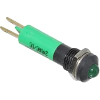 Wamco Inc. Panel Mount Indicator Green LED 0.315" 1400 mcd 12 VDC WL-1908 Series