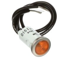 Wamco Inc. Panel Mount Indicator Orange Incandescent Leads 0.5" 12 VDC WL-1030 Series