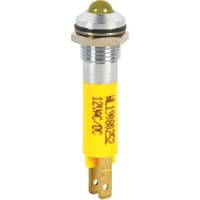 Wamco Inc. Indicator PNL-MNT LED Yellow 1100MCD 8mm 12VDC QC/Solder TAB Satin Chrome