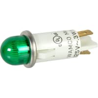 Wamco Inc. Indicator Pnl-Mnt Neon Green 0.500 In 105-125 VAC Lens Dome 0.187 Terminals