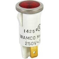 Wamco Inc. Panel Mount Indicator Red Neon Wire Leads Flush 0.5" WL-1050 Series