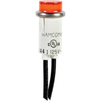 Wamco Inc. Panel Mount Indicator Orange Neon Wire Leads High Hat 0.5" WL-1050 Series