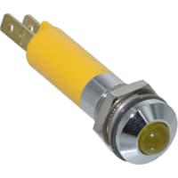 Wamco Inc. Indicator Pnl-Mnt LED Yellow 8mm 24VDC 32mcd Prominent Bezel Satin Chrome