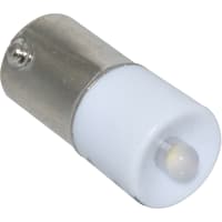 Wamco Inc. Lamp, LED, T3-1/4, Miniature Bayonet, BA9S, 12V, 15mA, 800mcd, White Diffused