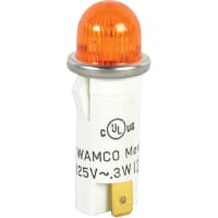 Wamco Inc. Indicator Pnl-Mnt Neon Amber 0.500 In 105-125 VAC Lens Dome 0.187 Terminals