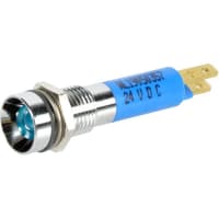 Wamco Inc. Indicator PNL-MNT LED Blue 60MCD 9.5mmDIA 24VDC Solder/QC Satin Chrome (Bezel)