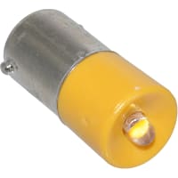 Wamco Inc. Lamp, LED, T3-1/4, Miniature Bayonet, BA9S, 24V, 15mA, 600mcd, Yellow