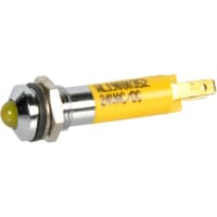 Wamco Inc. Indicator PNL-MNT LED Yellow 1100MCD 8mm 24VDC QC/Solder TAB Satin Chrome