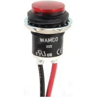 Wamco Inc. Indicator Panel Mount Red .69" 28V 3000mcd 6" Leads Semi-Flush