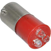 Wamco Inc. Lamp, LED;T-1-3/4;BA9S;Red;400mcd;Bayonet;10mm;24VAC/VDC;9/17mA;630nm;25mm