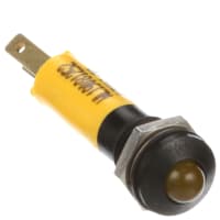 Wamco Inc. Indicator PNL-MNT LED Yellow 1100MCD 8mm 12VDC QC/Solder TAB BLACK Chrome