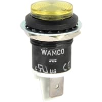 Wamco Inc. Indicator Panel Mount Yellow .69" 28V 3000mcd .25" Terminal Semi-Flush