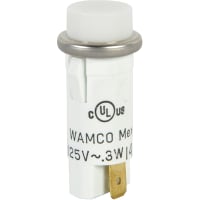 Wamco Inc. Indicator Pnl-Mnt Neon White 0.500 In 105-125 VAC Lens High Hat 0.187 Terminals