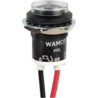 Wamco Inc. Indicator Panel Mount White .69" 6V 3000mcd 6" Leads Semi-Flush