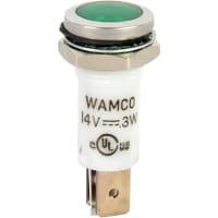 Wamco Inc. LED Ind .50" Green 14V Flush .25 QCT