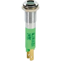 Wamco Inc. LED Indicator Sealed 6mm SuperFlat Chrome Fixed Green 12VDC Solder