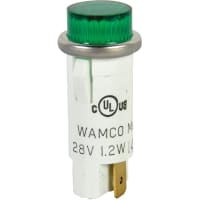 Wamco Inc. Indicator Pnl-Mnt:Incandescent Green 0.50 In 28V Lens High Hat 0.187 Terminals